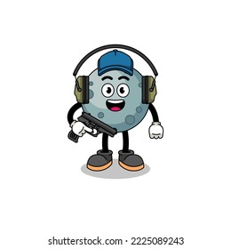 Character mascot of asteroid doing shooting range , character design