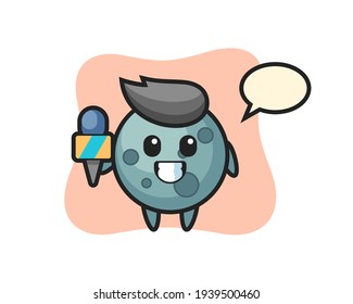 Character mascot of asteroid as a news reporter