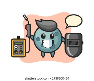 Character mascot of asteroid as a welder