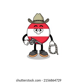 Character mascot of austria flag as a cowboy , character design