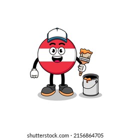 Character mascot of austria flag as a painter , character design