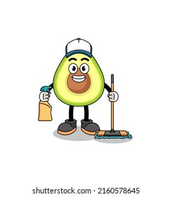 Character mascot of avocado as a cleaning services , character design