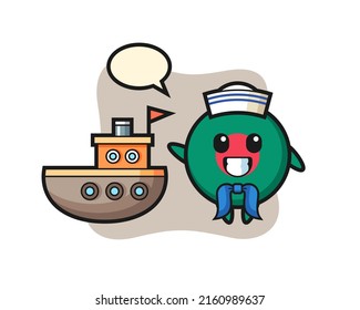 Character mascot of bangladesh flag badge as a sailor man , cute style design for t shirt, sticker, logo element