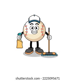 Mascota de caracteres del béisbol como servicio de limpieza , diseño de caracteres