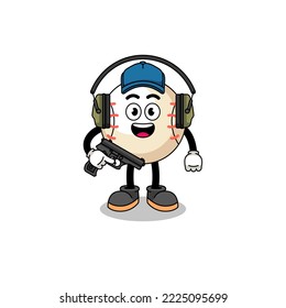 Character mascot of baseball doing shooting range , character design