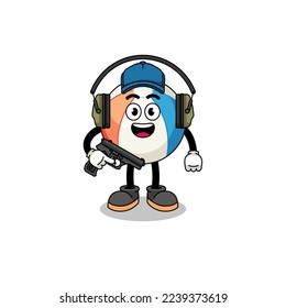Mascota de caracteres del baloncesto de playa haciendo rango de tiro , diseño de carácter