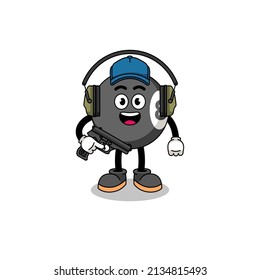 Character mascot of billiard ball doing shooting range , character design