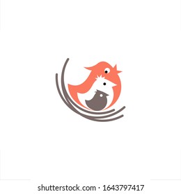 character or mascot of bird family in the nest