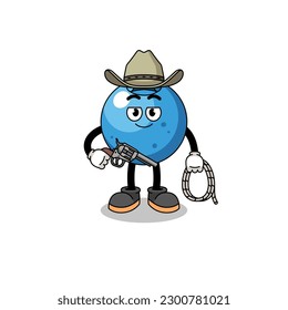 Character mascot of blueberry as a cowboy , character design