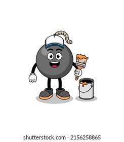 Character mascot of bomb as a painter , character design