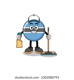 Character mascot of botswana as a cleaning services , character design