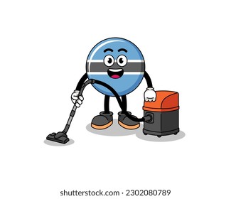 Character mascot of botswana holding vacuum cleaner , character design