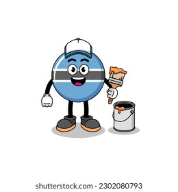 Mascota de caracteres de botswana como pintor, diseño de carácter