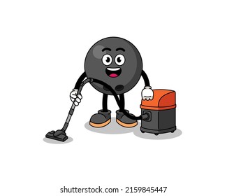 Character mascot of bowling ball holding vacuum cleaner , character design
