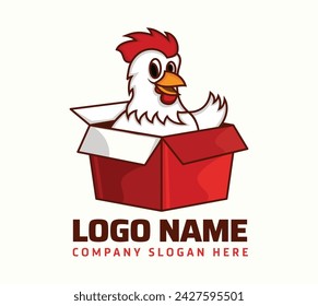 character mascot box chicken restaurant  logo