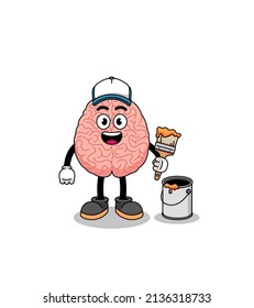 Character mascot of brain as a painter , character design
