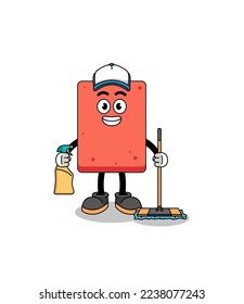 Mascota de caracteres de ladrillo como servicio de limpieza , diseño de caracteres