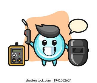 Character mascot of bubble as a welder
