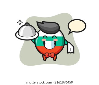 Character mascot of bulgaria flag badge as a waiters , cute style design for t shirt, sticker, logo element