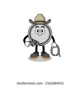 Mascota de caracteres de la celda de botón como vaquero , diseño de caracteres