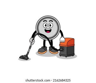 Character mascot of button cell holding vacuum cleaner , character design