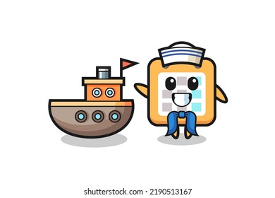 Character mascot of calendar as a sailor man , cute style design for t shirt, sticker, logo element