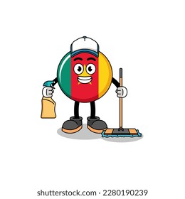 Mascota de caracteres de la bandera del camerún como servicio de limpieza , diseño de caracteres