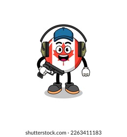 Character mascot of canada flag doing shooting range , character design