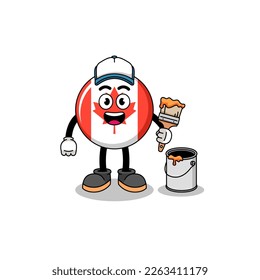 Character mascot of canada flag as a painter , character design