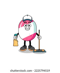Character mascot of candy as a cleaning services , character design