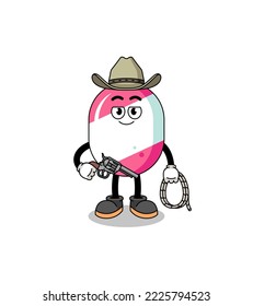 Character mascot of candy as a cowboy , character design