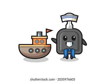 Character mascot of car key as a sailor man , cute style design for t shirt, sticker, logo element