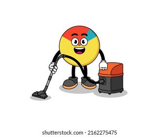 Character mascot of chart holding vacuum cleaner , character design