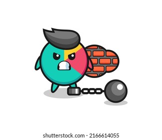 Carácter mascota de la gráfica como prisionero, diseño de estilo lindo para camiseta, pegatina, elemento logo