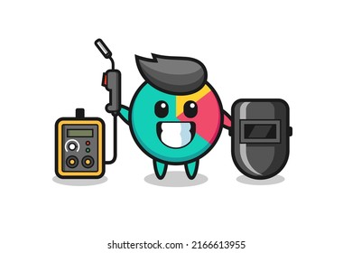 Character mascot of chart as a welder , cute style design for t shirt, sticker, logo element