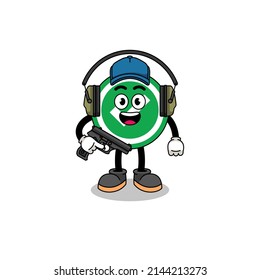 Character mascot of check mark doing shooting range , character design
