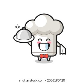 Character mascot of chef hat as a waiters , cute style design for t shirt, sticker, logo element