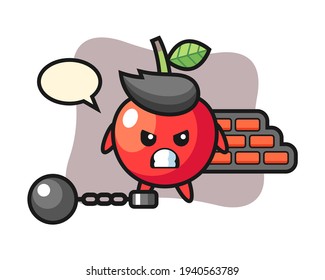 Mascota del personaje de cerezo como prisionero