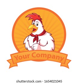 Character or mascot chicken with a frame, suitable for restaurants