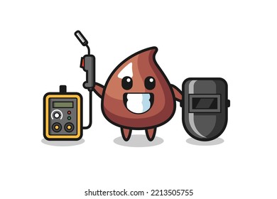 Mascota de caracteres del chip de choco como soldador, diseño lindo