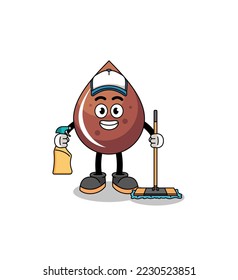 Character mascot of chocolate drop as a cleaning services , character design