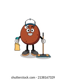 Mascota de caracteres del huevo de chocolate como servicio de limpieza , diseño de carácter