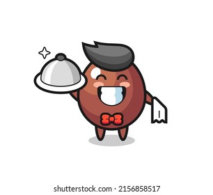Mascota de caracteres del huevo de chocolate como camareros, diseño lindo
