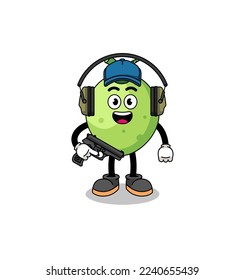 Mascota de caracteres de coco haciendo rango de disparo , diseño de caracteres