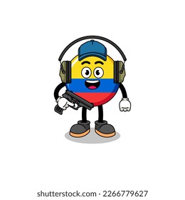 Character mascot of colombia flag doing shooting range , character design