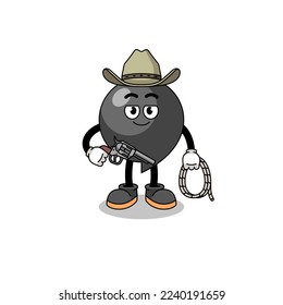 Character mascot of comma symbol as a cowboy , character design
