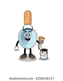 Character mascot of cooking spoon as a painter , character design