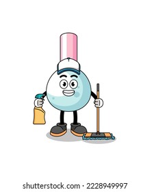 Character mascot of cotton bud as a cleaning services , character design