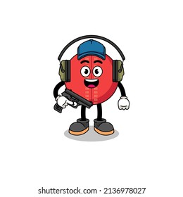 Character mascot of cricket ball doing shooting range , character design