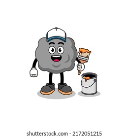 Mascota de caracteres de nube oscura como pintor , diseño de caracteres